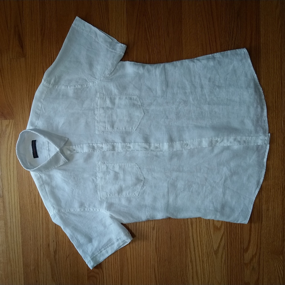 Trussardi men's short-sleeve linen shirt